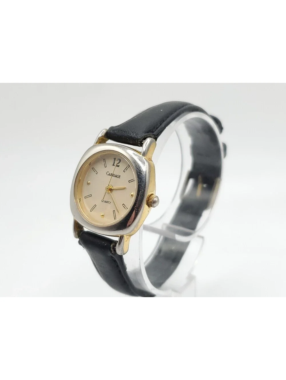 Carriage By Timex Quartz Womens Watch New Battery Black Band 23mm